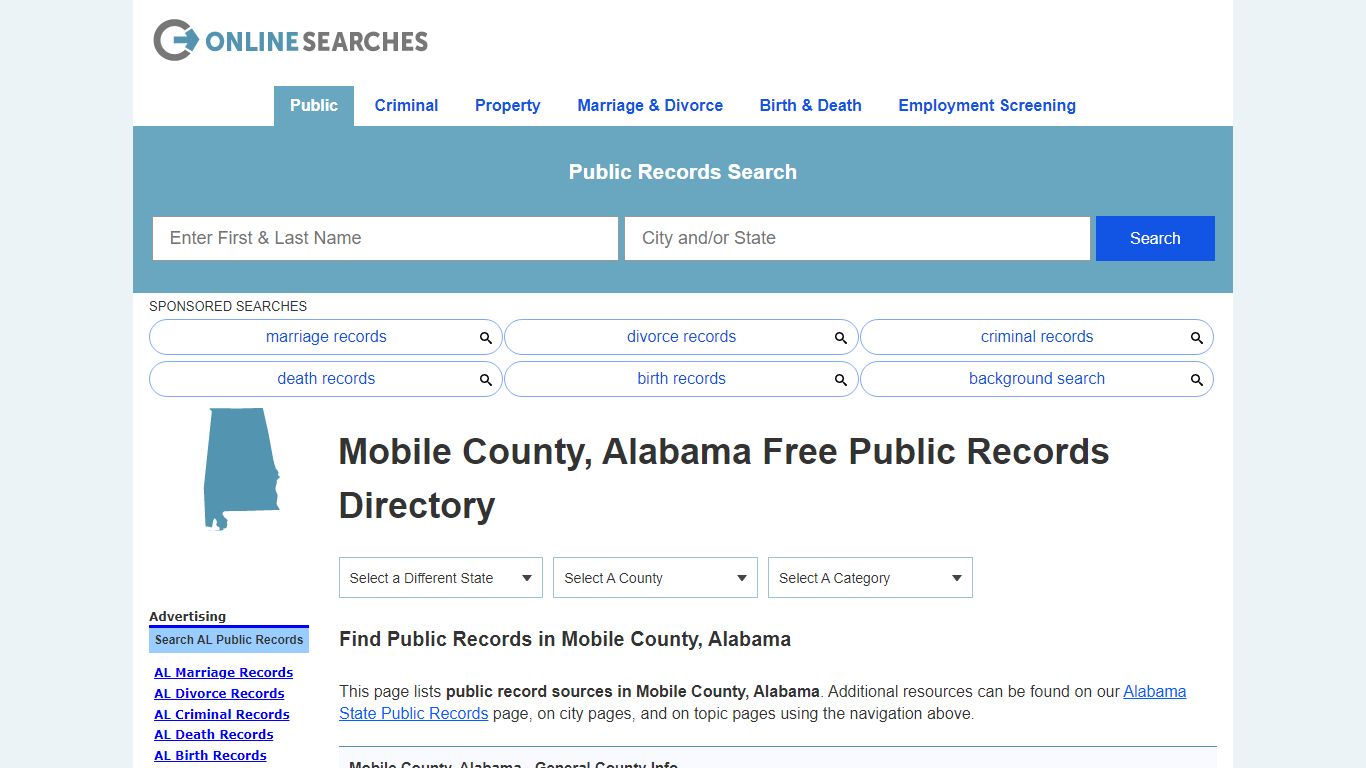 Mobile County, Alabama Free Public Records Directory - OnlineSearches.com